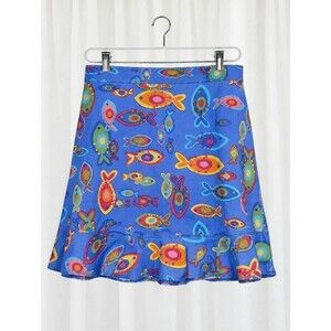 Fresh Produce Radiant Fish Periwinkle Blue Ruffle Hem UPF Stretch Swim Skirt